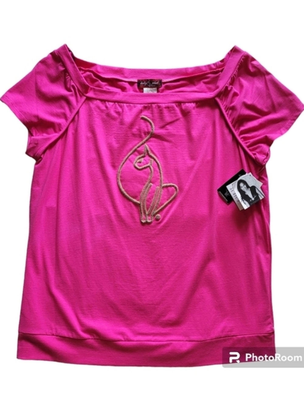 NWT Y2K Baby Phat Plus Size Top in Hot Pink Gold Cat Logo Size 2X